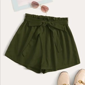 Plus Paper Bag Waist Belted Shorts